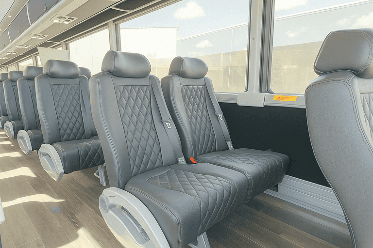 interior of Tallahassee Minibus Company charter bus